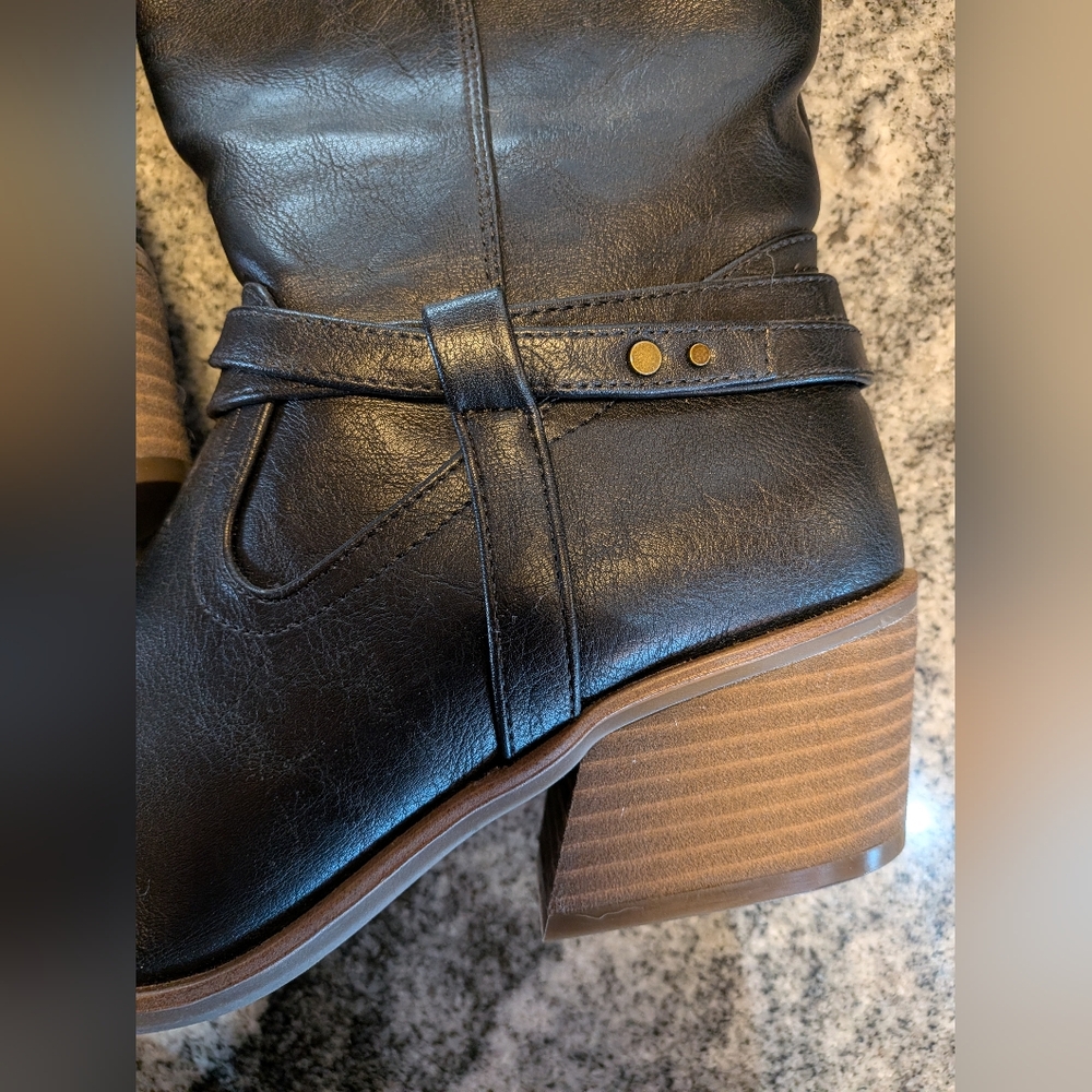 Dr Scholl's Black Boots Knee High Like New Manmade Material Size 9.5 - Picture 9 of 13